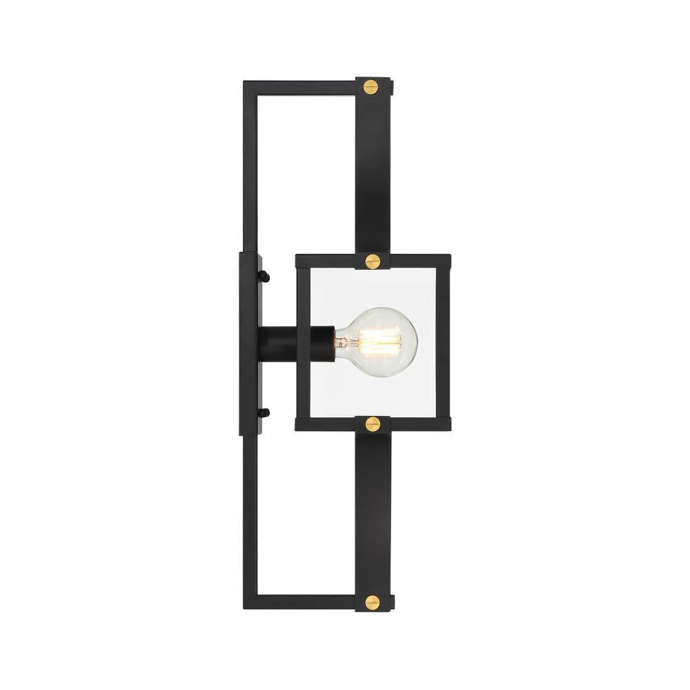 Savoy House Raeburn 1-Light Outdoor Wall Lantern in Matte Black and Weathered Brushed Brass, Savoy House 5-474-144 ALXK9