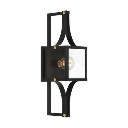 Savoy House Raeburn 1-Light Outdoor Wall Lantern Matte Black and Weathered Brushed Brass