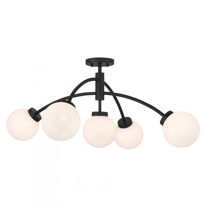 Savoy House Redfield 5-Light Convertible Semi-Flush or Pendant Matte Black