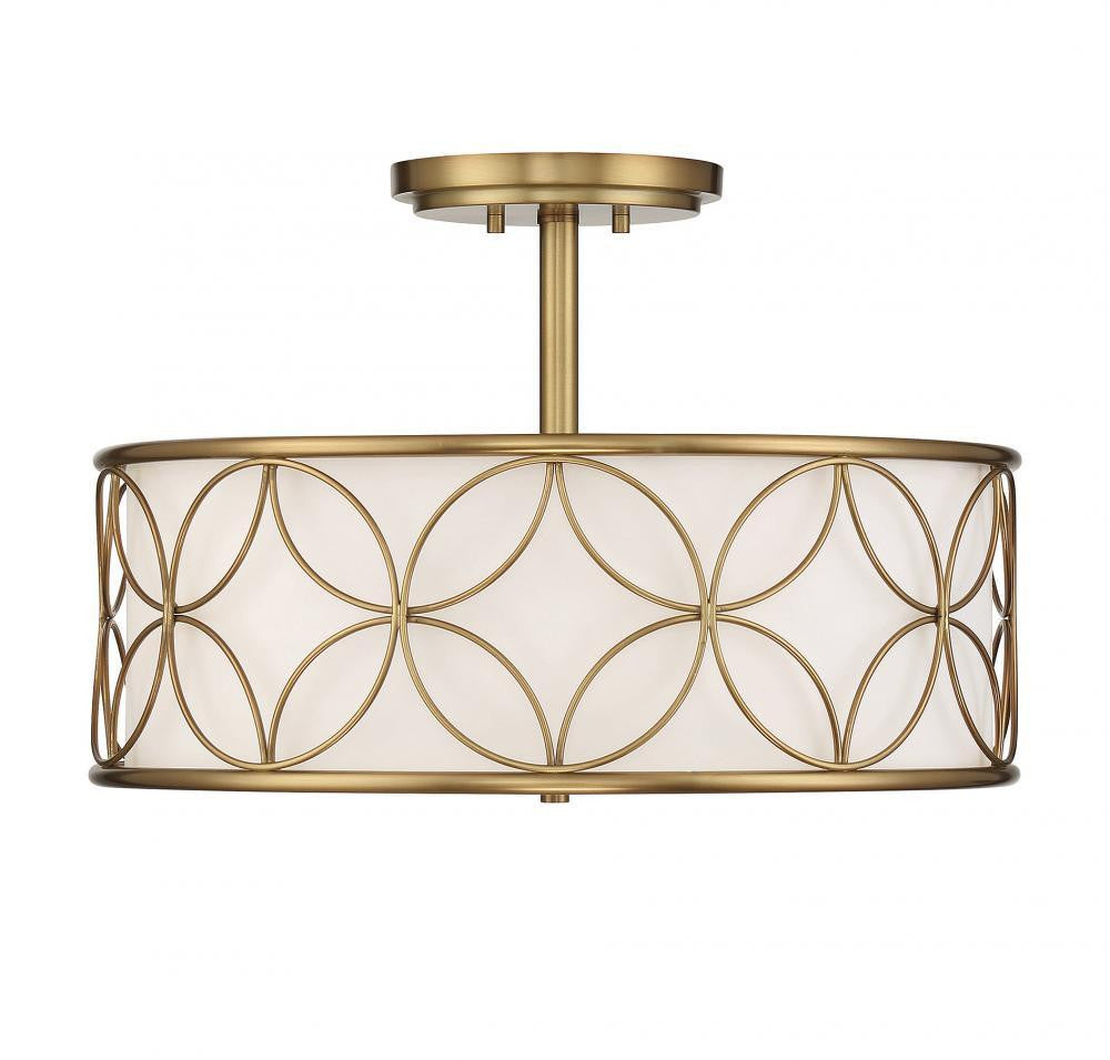 Savoy House Reid 20-in Semi-Flush Mount Warm Brass