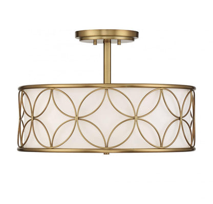 Savoy House Reid 20-in Semi-Flush Mount Warm Brass