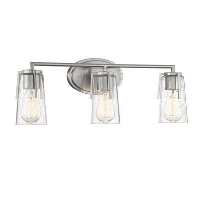 Savoy House Sacremento Bath Vanity Light, 3-Light, Satin Nickel, Glass Shade, 24"W (8-7045-3-SN AHVWZ)