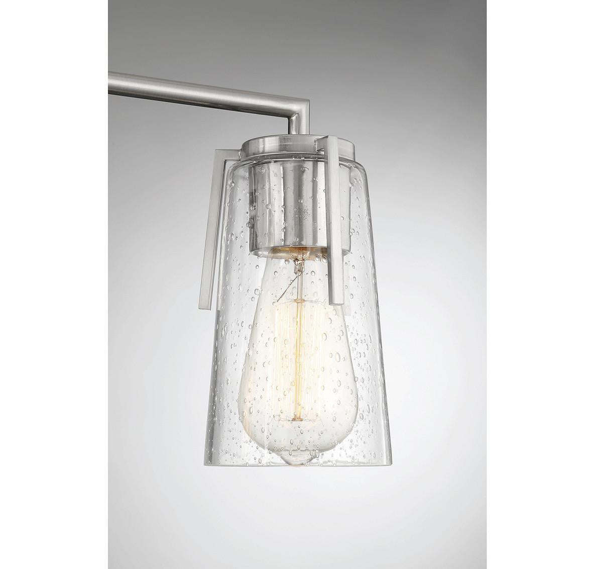 Savoy House Sacremento Bath Vanity Light, 3-Light, Satin Nickel, Glass Shade, 24"W (8-7045-3-SN AHVWZ)