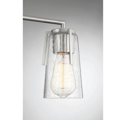 Savoy House Sacremento Bath Vanity Light, 3-Light, Satin Nickel, Glass Shade, 24"W (8-7045-3-SN AHVWZ)