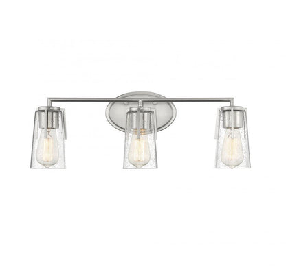 Savoy House Sacremento Bath Vanity Light, 3-Light, Satin Nickel, Glass Shade, 24"W (8-7045-3-SN AHVWZ)