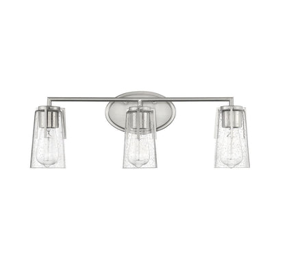 Savoy House Sacremento Bath Vanity Light, 3-Light, Satin Nickel, Glass Shade, 24"W (8-7045-3-SN AHVWZ)