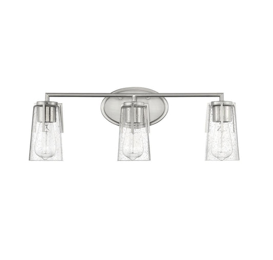 Savoy House Sacremento Bath Vanity Light, 3-Light, Satin Nickel, Glass Shade, 24"W (8-7045-3-SN AHVWZ)