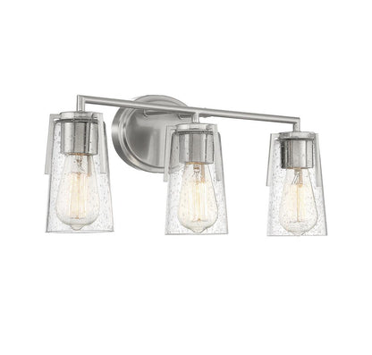 Savoy House Sacremento Bath Vanity Light, 3-Light, Satin Nickel, Glass Shade, 24"W (8-7045-3-SN AHVWZ)