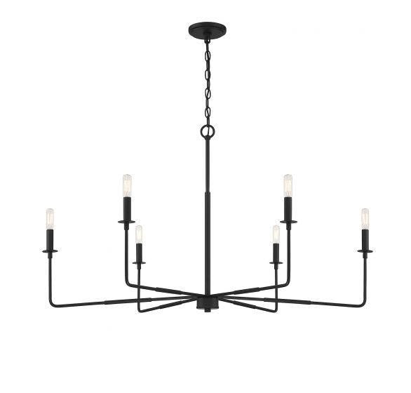 Savoy House Salerno Chandelier, 6-Light, Matte Black, 42"W (1-2221-6-89 AHVZG)