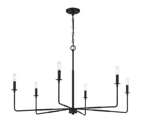 Savoy House Salerno Chandelier, 6-Light, Matte Black, 42"W (1-2221-6-89 AHVZG)