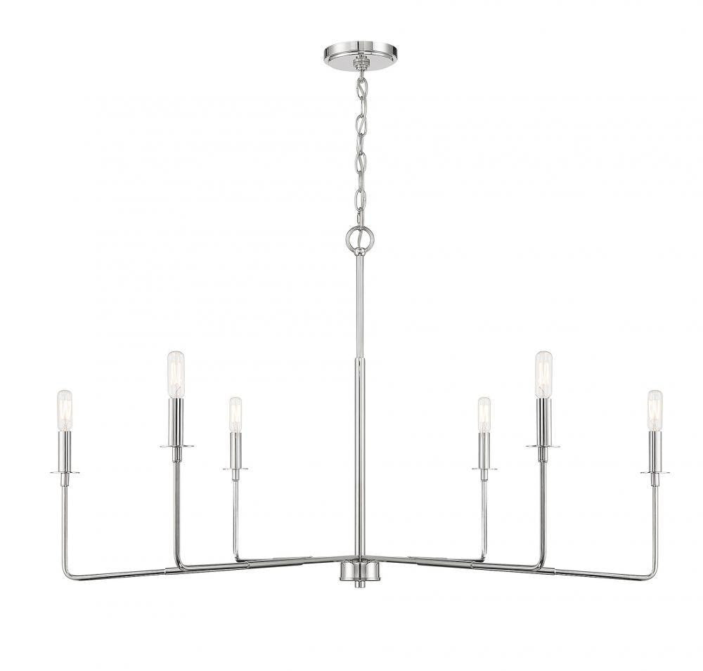 Savoy House Salerno Chandelier, 6-Light, Polished Nickel, 42"W (1-2221-6-109 AHVZJ)