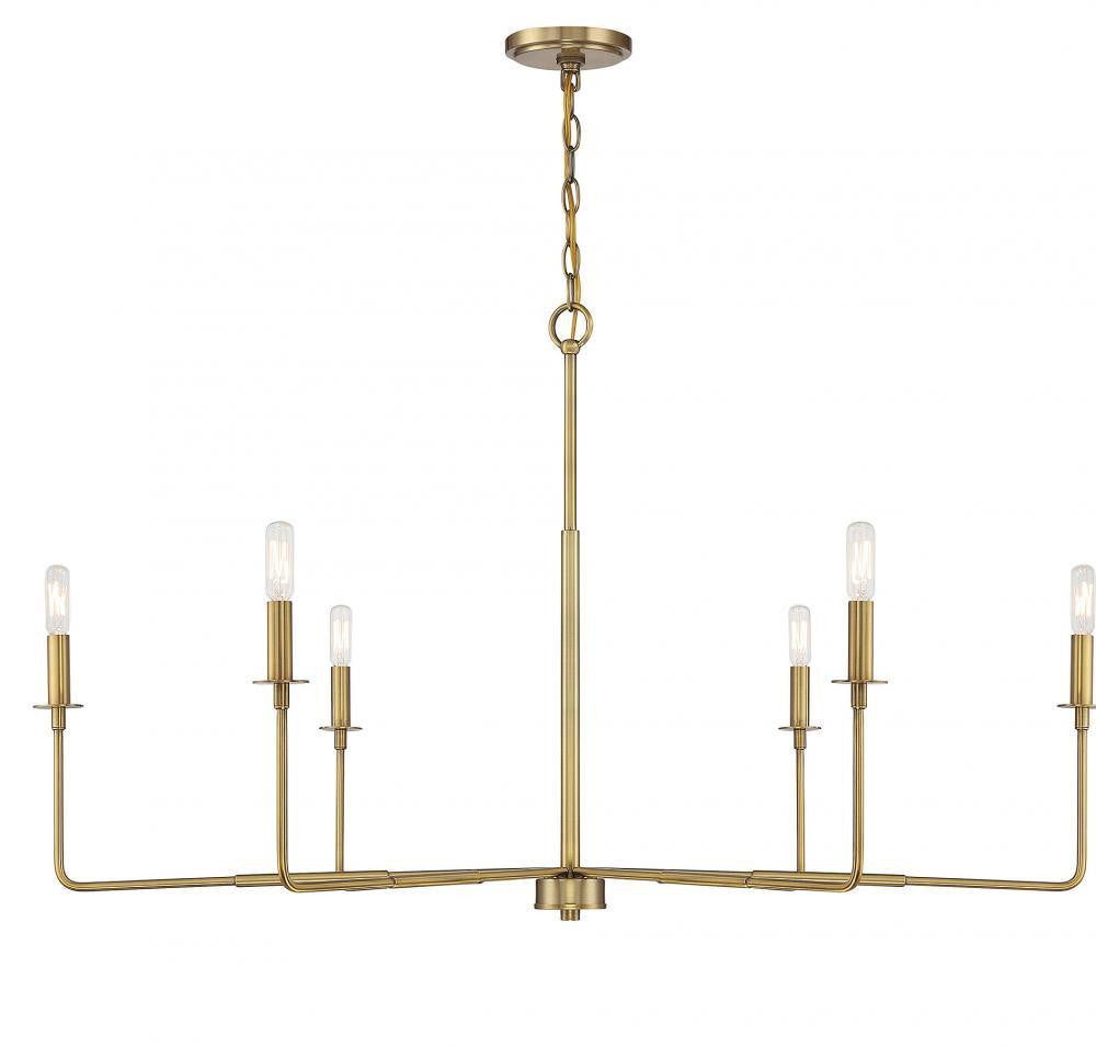Savoy House Salerno Chandelier, 6-Light, Warm Brass, 42"W (1-2221-6-322 AHVZH)