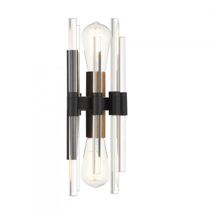 Savoy House Santiago 2-Light Wall Sconce Matte Black with Warm Brass Accents