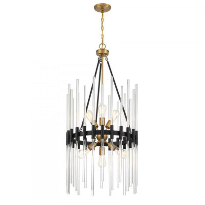 Savoy House Santiago 6-Light Pendant Accents Matte Black with Warm Brass Accents