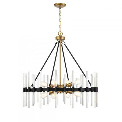 Savoy House Santiago 8-Light Pendant Matte Black with Warm Brass Accents