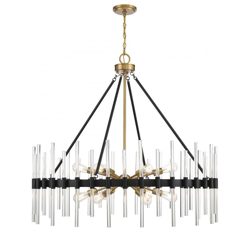 Savoy House Santiago 12-Light Chandelier Matte Black with Warm Brass Accents