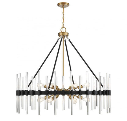 Savoy House Santiago 12-Light Chandelier Matte Black with Warm Brass Accents