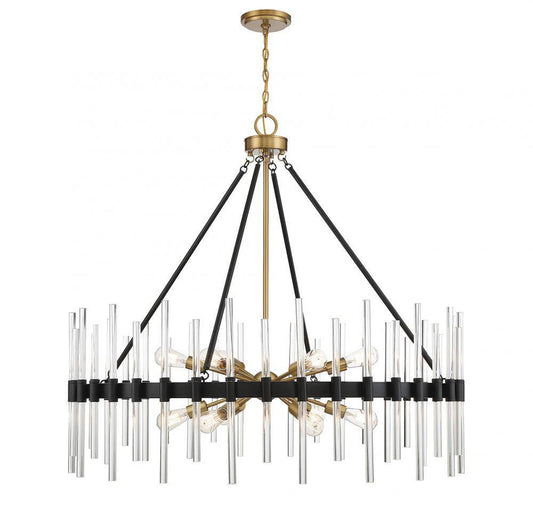 Savoy House Santiago 12-Light Chandelier Matte Black with Warm Brass Accents