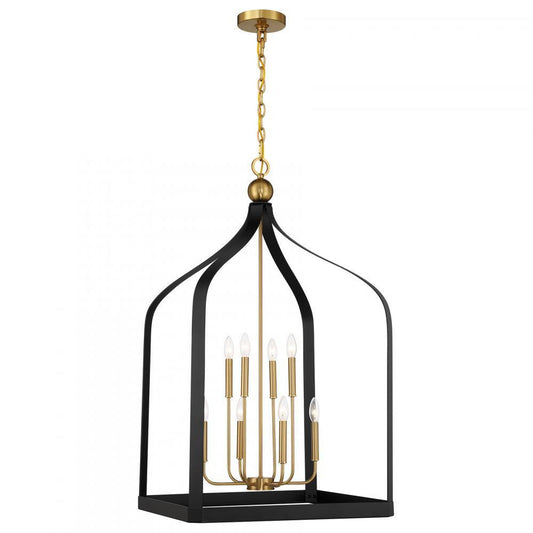 Savoy House Sheffield 8-Light Pendant Accents Matte Black with Warm Brass Accents