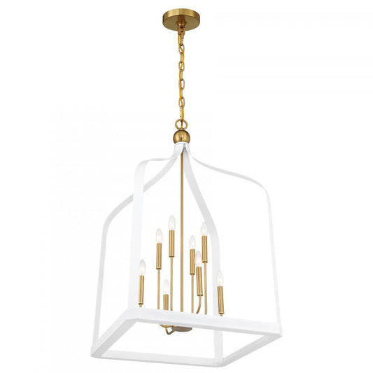 Savoy House Sheffield 8-Light Pendant White with Warm Brass Accents