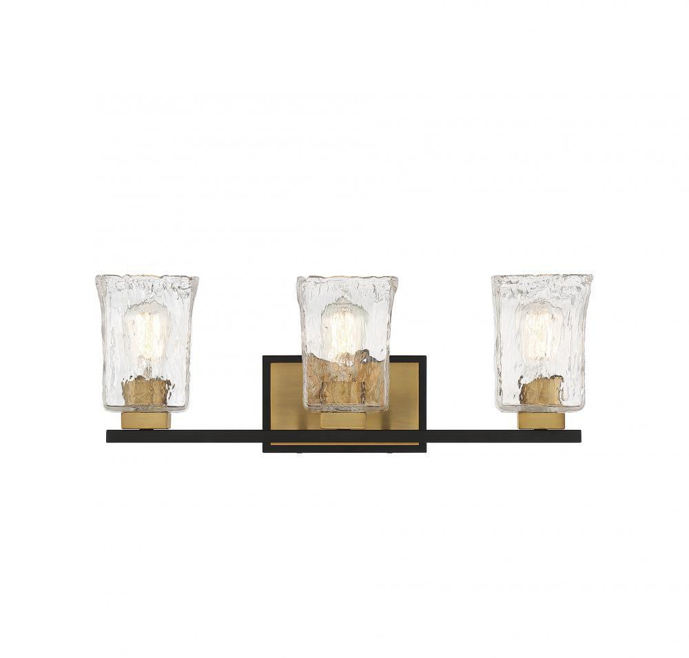 Savoy House Sidney 3-Light Bath Vanity Matte Black with Warm Brass Accents