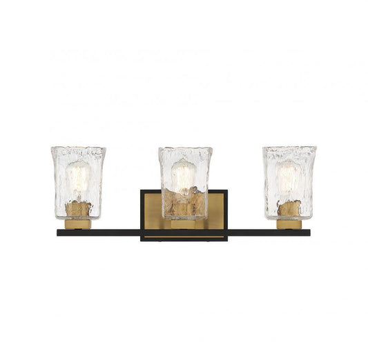 Savoy House Sidney 3-Light Bath Vanity Matte Black with Warm Brass Accents