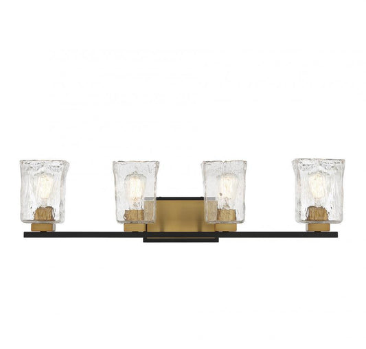 Savoy House Sidney 4-Light Bath Vanity Matte Black with Warm Brass Accents