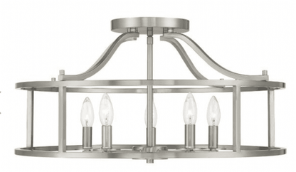 Savoy House Stockton Ceiling Light, 5-Light, Satin Nickel, 24"W (6-1679-5-SN ALQPV)