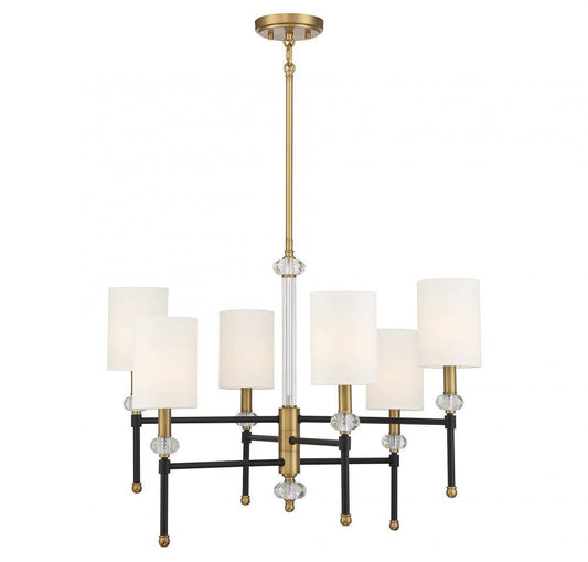 Savoy House Tivoli 6-Light Chandelier Matte Black with Warm Brass Accents