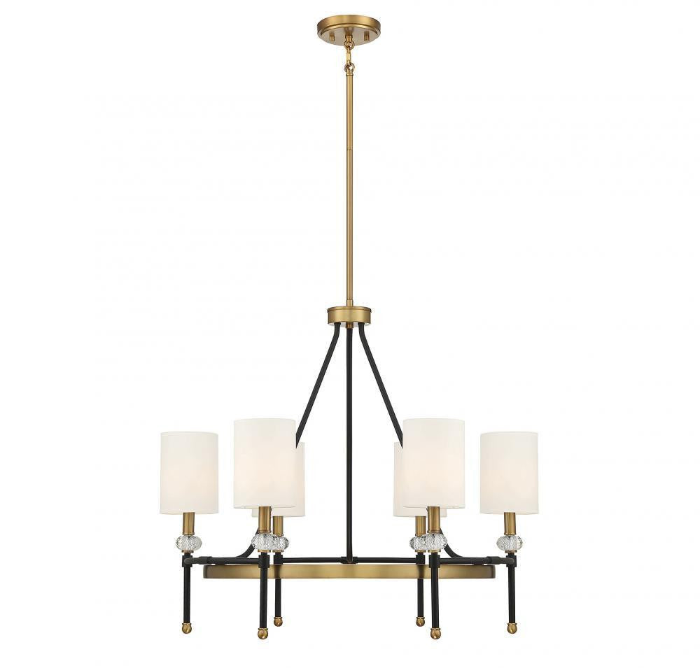 Savoy House Tivoli 6-Light Circle Chandelier Matte Black with Warm Brass Accents