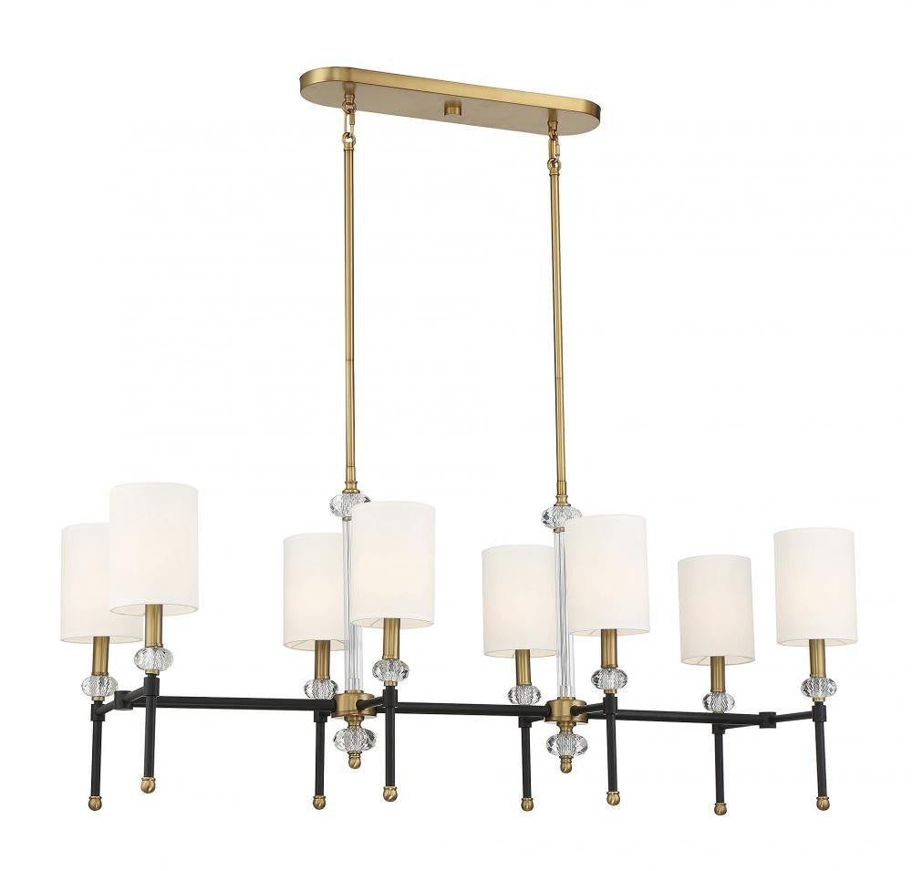 Savoy House Tivoli 8-Light Linear Chandelier Matte Black with Warm Brass Accents