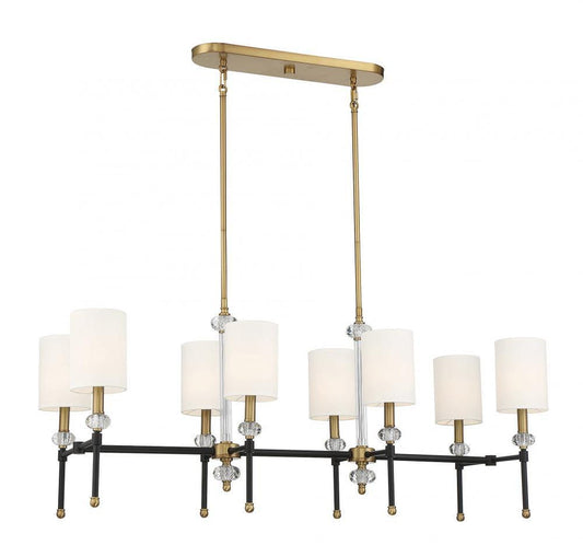 Savoy House Tivoli 8-Light Linear Chandelier Matte Black with Warm Brass Accents