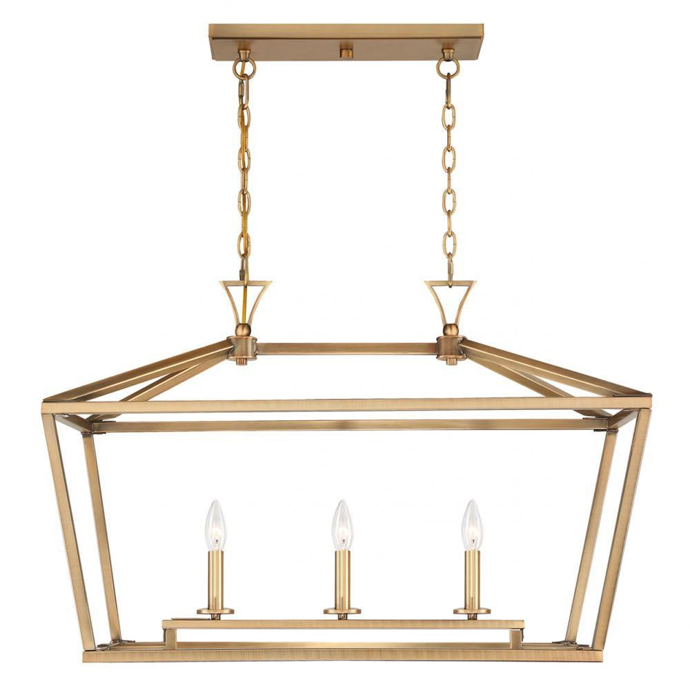 Savoy House Townsend 3-Light Linear Chandelier Brass