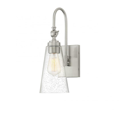 Savoy House York Wall Sconce, 1-Light, Satin Nickel, Glass Shade, 16"H (9-108-1-SN AHUZR)