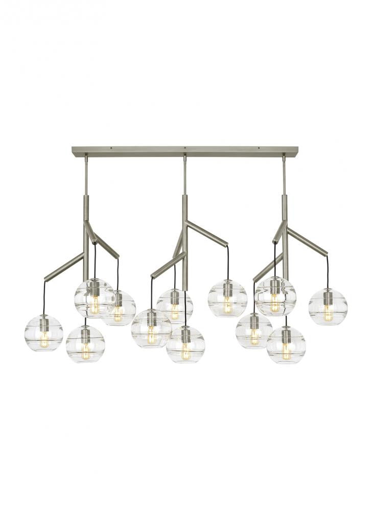 Visual Comfort Modern Sedona Triple Chandelier Nickel, Satin Nickel