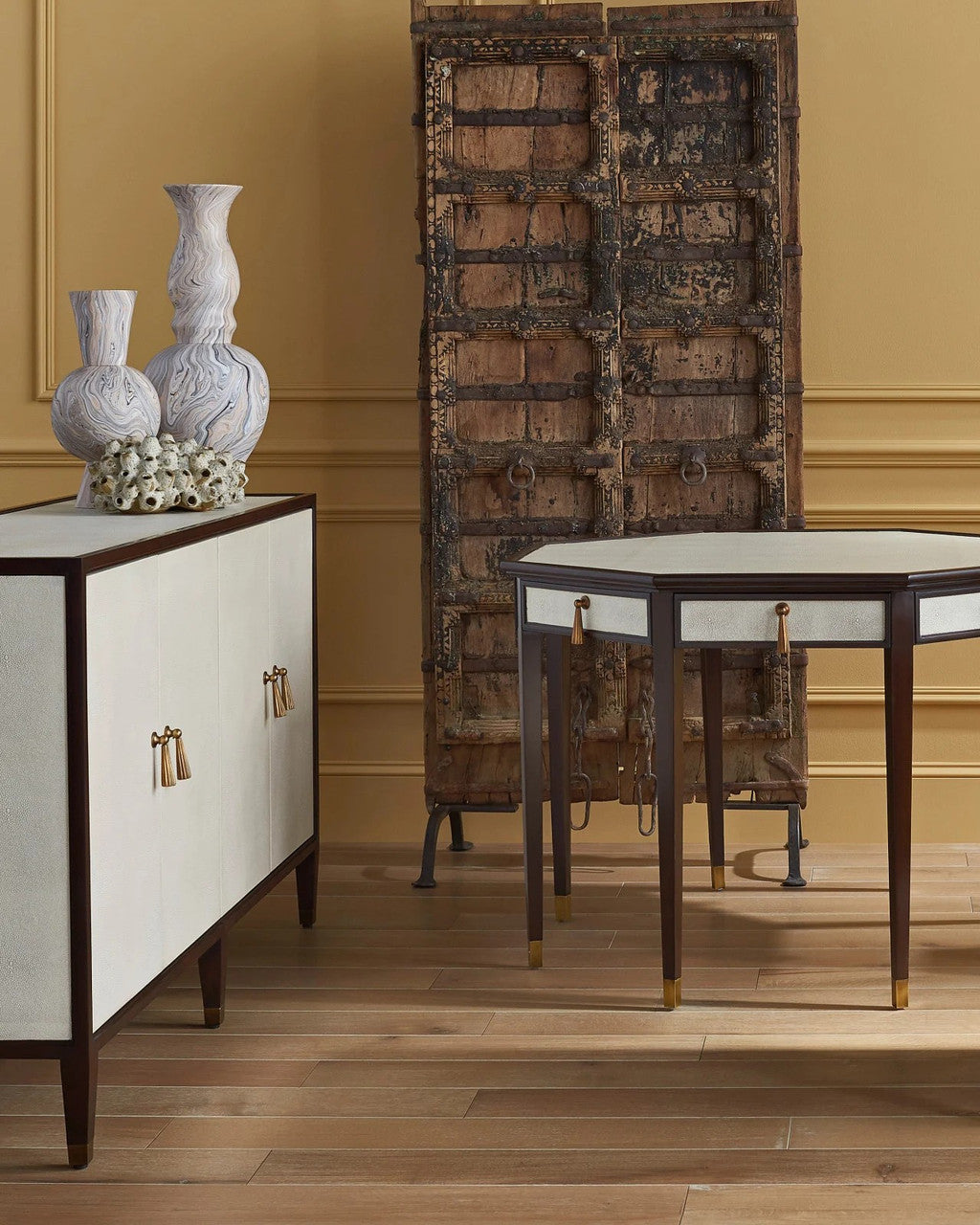 Evie Shagreen Credenza, Currey and Company (3000-0142 RH7Z)