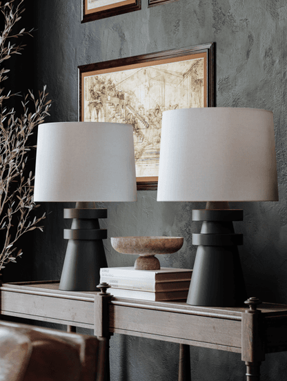 Troy Grover Table Lamp, 1-Light, Patina Brass, Off White Shade, 25.25"H (PTL1225-PBR/CCH XAGZ)