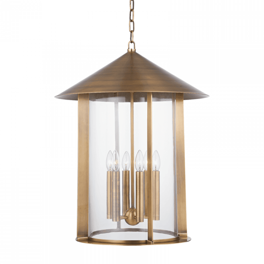 Troy Long Beach Outdoor Lantern Patina Brass