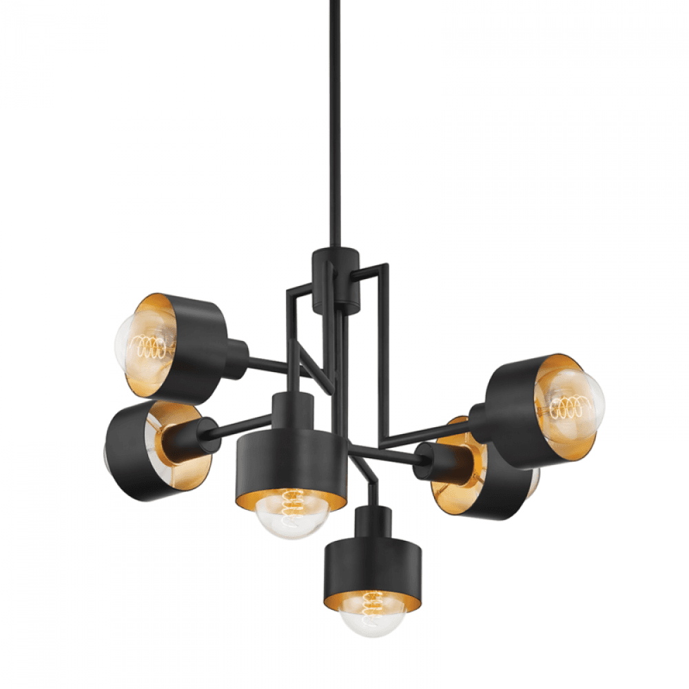 Troy North Chandelier Soft Blac, Gold Leaf