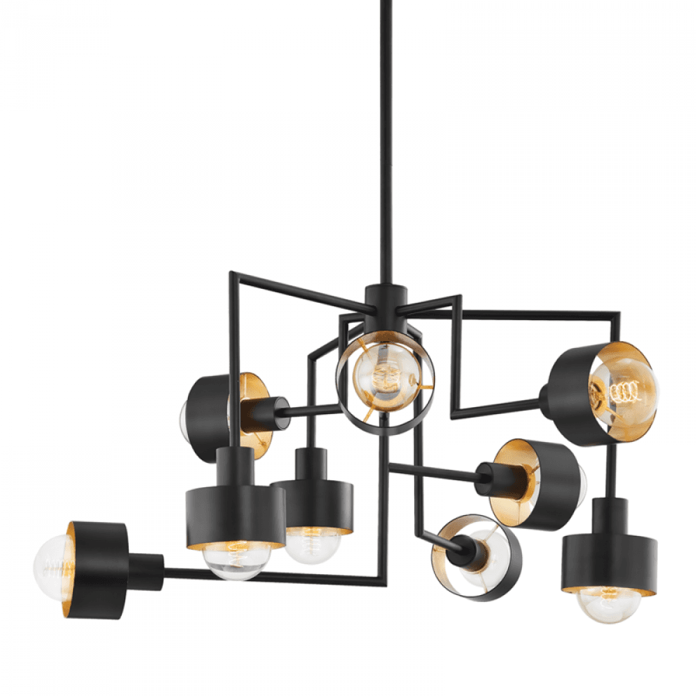 Troy North Chandelier Soft Black, Gold Leaf