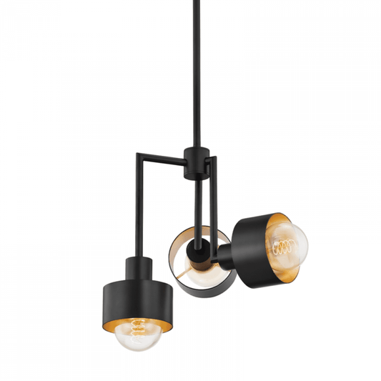 Troy North Pendant Soft Black, Gold Leaf