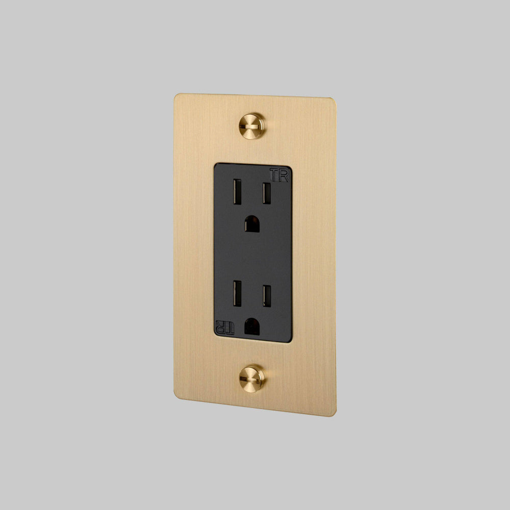 Outlet - Duplex, No Logo, Brass