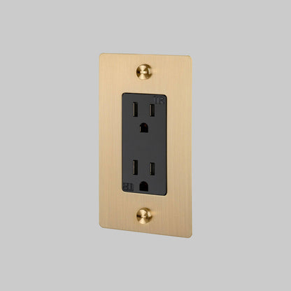 Outlet - Duplex, No Logo, Brass