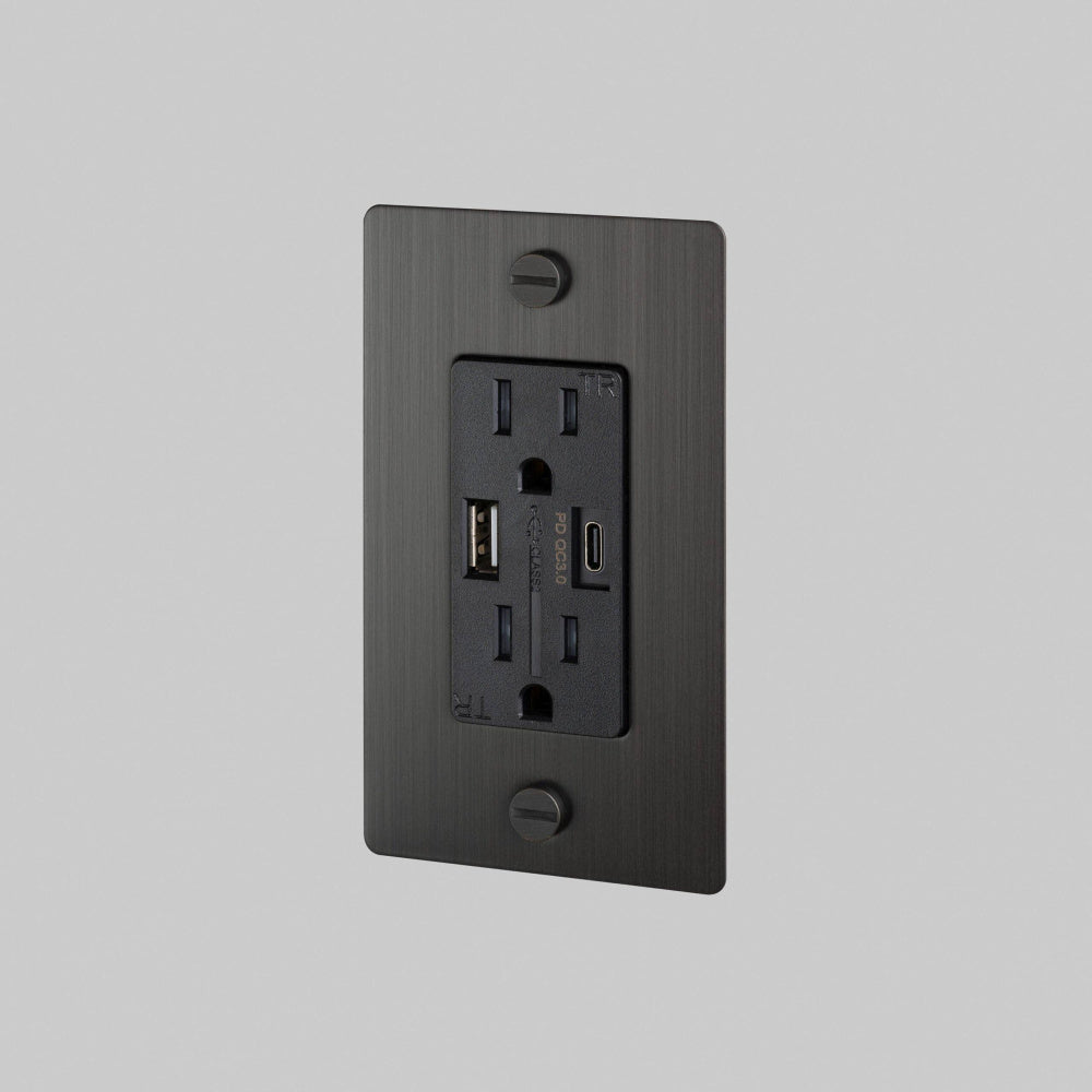 Outlet - Duplex + USB-A/C, No Logo, Smoked Bronze
