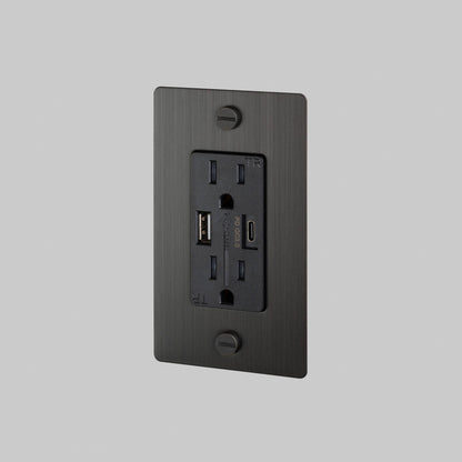 Outlet - Duplex + USB-A/C, No Logo, Smoked Bronze