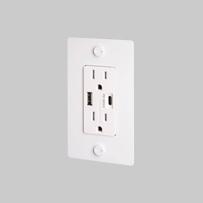 Outlet - Duplex + USB-A/C, No Logo, White