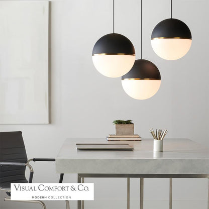 Visual Comfort & Co. Modern Collection Akova X-Large Pendant, 1-Light, LED, Matte Black, Aged Brass, 18"W (700TDAKV18BR-LED927 70PGEJQ)
