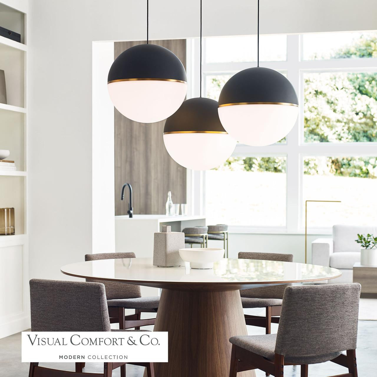 Visual Comfort Modern Akova X-Large Pendant Matte Black, Aged Brass