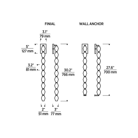 Visual Comfort & Co. Modern Collection Collier Wall Sconce, LED, Natural Brass, 27.6"H (700WSCLR28NB-LED927 70PKDA8)