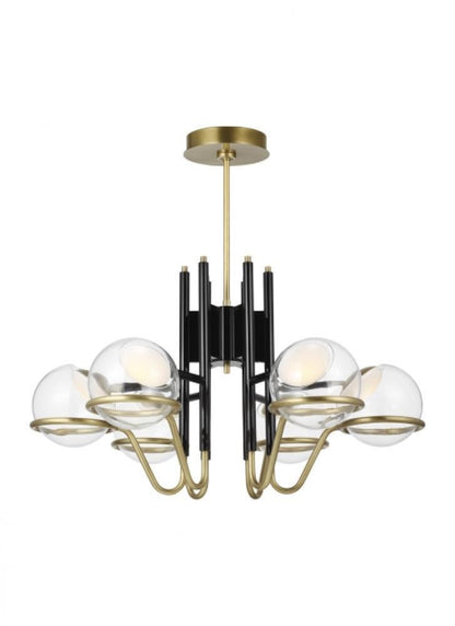 Visual Comfort Modern Crosby Medium Chandelier Glossy Black/Natural